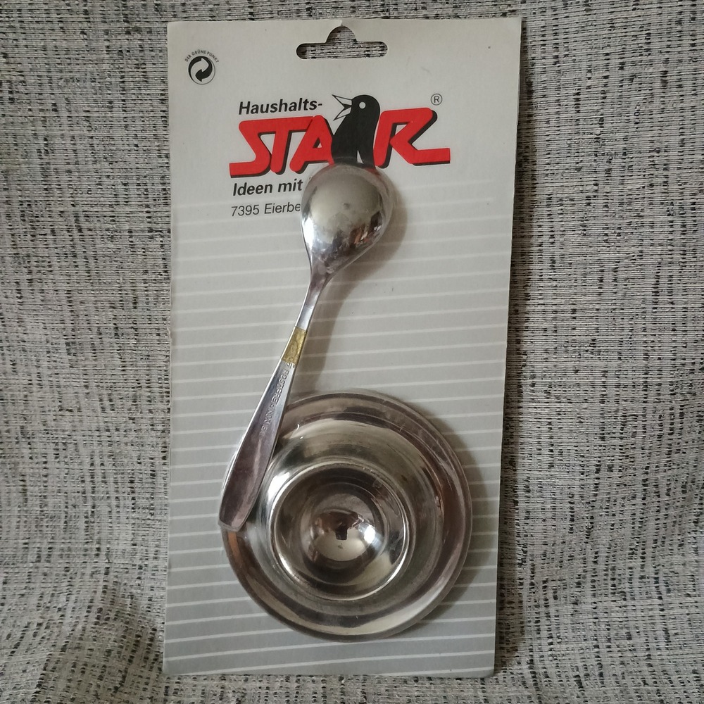 Vintage Star Eierbecher-Set German Stainless Steel Egg Cup and Spoon Set 7395